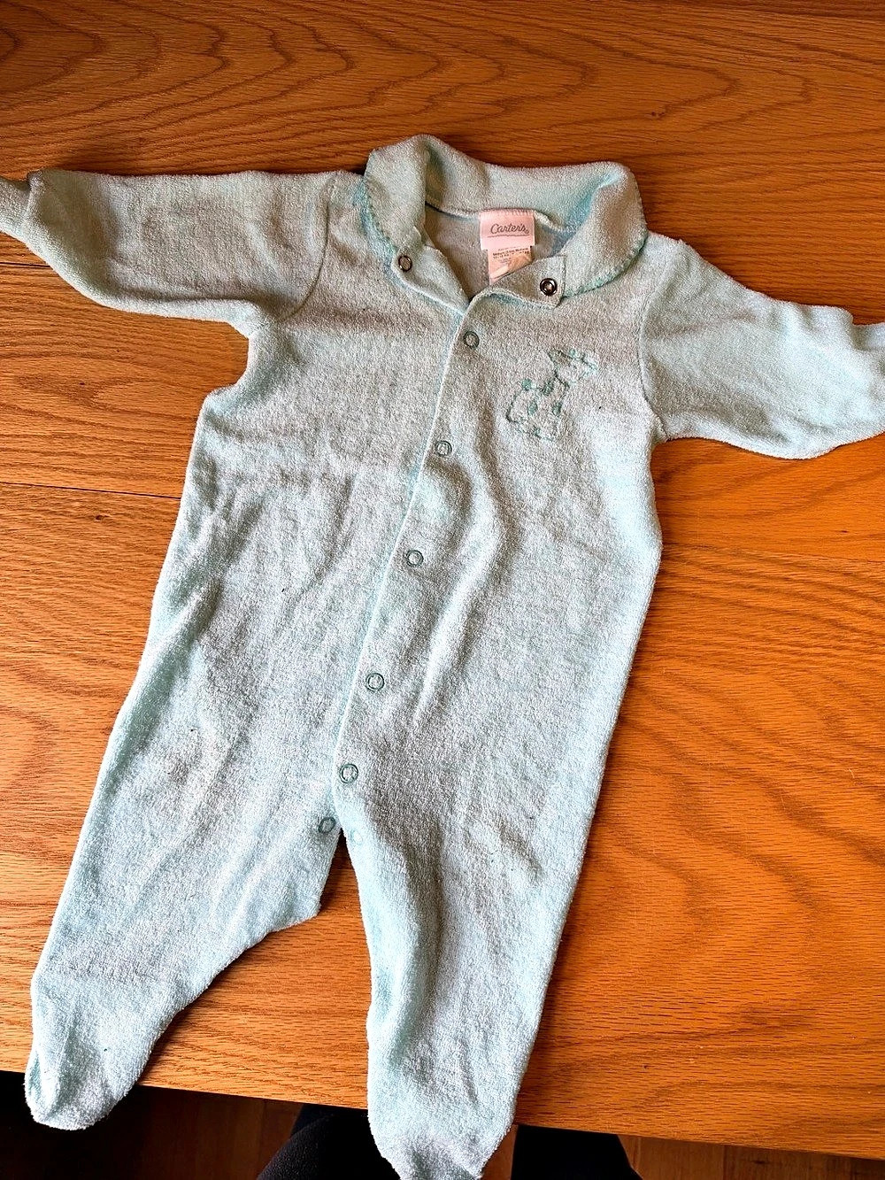 Carter's Vintage Terry Cloth Footed Sleeper Blue